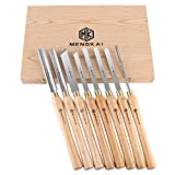Mengkai Wood Turning Tools with HSS Blade Hardwood Handles Woodworking Lathe Chisel Set 8 Pieces, High Speed Steel Gouge Set with Brass Ferrules & Wooden Case for Storage