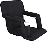 Reclining Stadium Seat Chairs for Bleachers Foldable Camping Seat with Padded Backrest and Adjustable Armrests Black