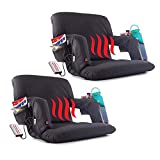 POP Design The Original Hot Seat, Portable Heated Stadium Seat for Bleachers, Reclining Arm and Back Support, Thick Cushion, 2 Pack (USB Pack Not Included)