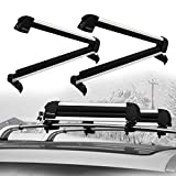 PEXMOR 2 PCS Aluminum Universal Car Ski Roof Racks, 31' Ski Snowboard Roof Carrier, Snowboard Car Carrier Lockable Ski Holder Mount for 4 Pairs Skis or 2 Snowboard Fit Most Vehicles Equipped Crossbar