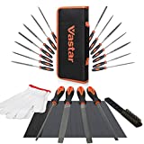 Vastar 19PCS Metal File Set, Premium T12 Drop Forged Alloy Steel Hand Metal File with Carry Case/Sandpaper Gloves/Precision Flat Triangle/Half-Round/Round Needle File, File Tool for Metal/Plastic/Wood