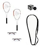 DUNLOP Squash Racquet Set (Includes 2 Racquets, 2 Eyeguards, 1 Ball, Cover) (Advanced)