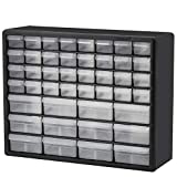 Akro-Mils, AKM10144, 44-Drawer Stackable Storage Cabinets, 1 Each, Black,Clear Drawer