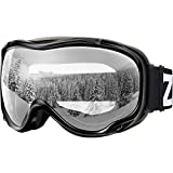 ZIONOR Lagopus Ski Snowboard Goggles UV Protection Anti Fog Snow Goggles for Men Women Adult Youth VLT 99% Black Frame Clear Lens