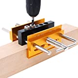 AUTOTOOLHOME Self Centering Doweling Jig Plus 6 inch Widen Wood Dowel Jig Extended Step Drill Guide Bushings Set Woodworking Joints Tools