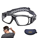 SooGree Sport Glasses for Men Women Basketball Football Sport Goggles Anti Fog Shock Collision Wearable Glasses (Black Frame Black Pad), Medium