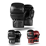 Sanabul Essential 7 oz Sparring MMA Gloves (Allblack, Small/Medium)