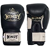 Windy Leather Muay Thai Training Sparring Gloves, 16-Ounce, Black