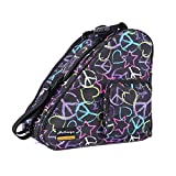 Holisogn Ice, Figure, Inline and Roller Skate Bags, Premium and Fashion Bags for child, kids, teenager, adult with all sizes (Peace & Love Black HLS002)