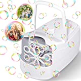 Bubble Machine,Automatic Bubble Blower Portable Bubble Maker for Kids with 2 Speeds,5000+ Bubbles Per Minute,Plug-in or Batteries Bubbles Toy for Outdoor/Indoor Party Birthday (White)