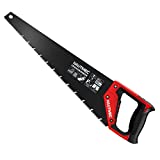 HAUTMEC 22-Inch Aggressive Hand Saw, Large Ergonomical Handle, Wood Saw With Chip Removal Design For Universal Heavy Duty Sawing, Pruning, Gardening, Wood-Plastic Cutting, HT0026-SA