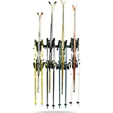 Koova Snow Ski Rack Wall Mount for Indoor Storage | Securely Holds 4 Pairs of Skis Plus Poles | Garage, Mudroom or Ski Rental Wall Organizer | Heavy-Duty Coated Steel | USA Made