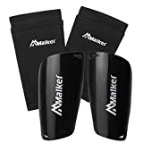 Malker Soccer Shin Guards for Kids Youth Adults Shin Guards Pads with Lower Leg Sleeves, Lightweight and Compact , Protective Soccer Equipment (Black M)