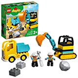LEGO DUPLO Construction Truck & Tracked Excavator 10931 Building Site Toy for Kids Aged 2 and Up; Digger Toy and Tipper Truck Building Set for Toddlers (20 Pieces)