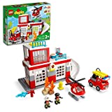 LEGO DUPLO Rescue Fire Station & Helicopter 10970 Building Toy; Playset with Fire Truck and Helicopter; for Ages 2+ (117 Pieces)