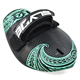 Slyde Handboards SLYDE Hawaiian Tribal Bula Shorebreak Specialty Body Surfing Hand Board/Handplane with Camera Attachment, Lightweight and Travel Friendly (Black and Teal)
