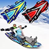 HOUSDAY 50 Inch Snow Sled, 2 Pack Large Snow Sleds for Kids and Adult 2-3 Riders Foam Sled with Slick Bottom Fast Toboggan Sled Molded 4 Handles Saucer Sled for Kids and Adults Winter Sledding