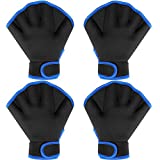 2 Pairs Swimming Aquatic Gloves Hand Swim Training Gloves Pool Swimming Gloves for Men Women Aquatic Fitness Water Resistance Webbed Gloves Water Aerobic Equipment for Adult Exercise, Blue, Black