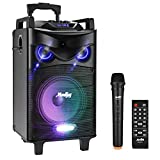 Moukey Karaoke Machine Speaker, Bluetooth Outdoor Portable Wireless Speaker PA System with 10' Subwoofer, Microphone, DJ Lights, Rechargeable Battery, Recording, MP3/USB/TF/FM (RMS 140W to 520W Peak)