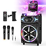 Karaoke Machine for Adults, 700W Peak Power Bluetooth 5.0 Karaoke System-PA Stereo with 10' Subwoofer, Multi-Function Speaker with 3 Microphones and 1 Stand,Panel Light Ring & Light Ball
