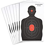 Juvale 50 Pack Paper Targets for Shooting Range, Practice, Firearms, Handguns, Airsoft, Throwing Knives with Red Bullseye (14 x 22 in, Silhouette)