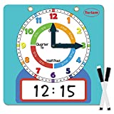 Magnetic Writable Dry Erase Learning Clock | Clock for Kids Learning to Tell Time | Large 12' Demonstration Teaching Time Practice Clock with Dry Erase Writing Surface | Pen Included | (Light Blue)
