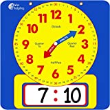 Write & Wipe Teaching Demonstration Clock - Kids Telling Time Learning Clock for Analog and Digital Time, Labelled Minute & Hour Hands, Easy to Read for School Classrooms and Homeschool Supplies