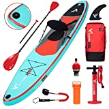 Freein Kayak SUP Inflatable Stand up Paddle Board for Adults ISUP 10'/10'6”x31 x6 Adapter, 2 Blades Paddle, Dual Action Pump, Seat, Leash, Backpac