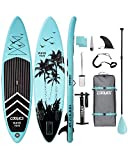 Cooyes Inflatable 10.6’x32’'x6’' (19.4 lbs) Stand Up Paddle Board with SUP Accessories & Backpack, Removable Fin, Ankle Leash, Adjustable Paddle, Hand Pump, Waterproof Phone Case, ISUP for Beginners