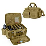 DSLEAF Tactical Pistol Range Bag for 5 Handguns, Shooting Gun Range Duffle Bag with 9x Magazine Slots for Hunting and Range Outdoor Activities, Khaki