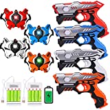 VATOS Rechargeable Laser Tag Guns - 4 Sets Infrared Laser Tag Sets with Gun Vest Included Rechargeable Battery & Charger | Lazer Tag Game for Boys Girls Toy Gifts for Kids Age 6-12 Years Old Adults
