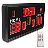 YZ 35”x18”x3” Electronic Large Basketball Scoreboard with Buzzer, Wall-Mounted Professional Digital Scoreboard with Remote, Score Keeper Score Clock Indoor