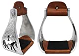 Challenger Horse Saddle Western Aluminium Bell Engraved Cut-Out Stirrups 51146