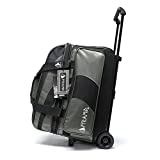 Pyramid Path Deluxe Double Roller with Oversized Accessory Pocket Bowling Bag (Black/Silver)