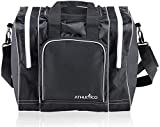 Athletico Bowling Bag for Single Ball - Single Ball Tote Bag With Padded Ball Holder - Fits a Single Pair of Bowling Shoes Up to Mens Size 14 (Black)