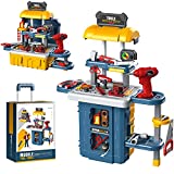Dlordy Kids Toy Tool Bench Set, Toddler Workbench with Electric Drill and Realistic Tools Toy for 3 4 5 6 Years Old Boys Girls, Construction Workshop Gifts for Christmas Birthday Party New Year