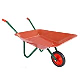Hey! Play! Kids Wheelbarrow Garden Tool-Mini Toy Wheelbarrow for Boys and Girls- for Pretend Play Yardwork, Hauling Sand, Water, Sticks and More , Red