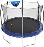 Skywalker Trampolines 8-Foot Jump N’ Dunk Trampoline with Safety Enclosure and Basketball Hoop, Blue