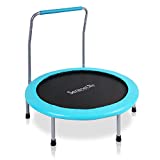 SereneLife 36' Inch Portable Fitness Trampoline – Sports Trampoline for Indoor and Outdoor Use – Professional Round Jumping Cardio Trampoline – Safe for Kid w/Padded Frame Cover and Handlebar