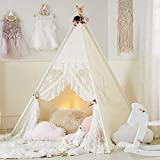 Kids Tent Floral Classic Ivory Kids Teepee Play Tent Childrens Play House Tipi Kids Room Decor little dove