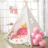Wilhunter Kids Teepee Tent for Kids with Colored Flag & Feathers, Kids Play Tent Gift for Boys and Girls, Kids Tent Toys for Toddler, Kids Playhouse for Indoor Outdoor Games