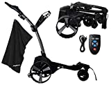 MGI Zip Navigator Electric Golf Caddy (Titanium Gray) Golfer's Bundle with Remote Control & PlayBetter Premium Extra Large Towel - Motorized Push Cart with Full Directional Remote Control, Gyroscope