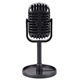 JANOU Retro Microphone Props Model Vintage Plastic Microphone Stage Table Decoration for Kids Party Favors (Black)