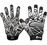Cutters Game Day Football Glove, Silicone Grip Receiver Glove. Youth & Adult Sizes (1 Pair), Black