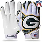Franklin Sports Green Bay Packers Youth NFL Football Receiver Gloves - Receiver Gloves For Kids - NFL Team Logos and Silicone Palm - Youth M/L Pair