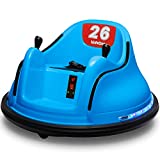Kidzone DIY Sticker Race Car 6V Kids Toy Electric Ride On Bumper Car Vehicle with Remote Control, LED Lights & 360 Degree Spin, 2 Driving Modes, ASTM Certified - Blue