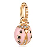 Kaletine Sterling Silver 925 Ladybug Bead Charms in Rose Gold Fit Bracelet for Women Girls DIY Jewelry Makers
