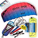 Prism Synapse Foil Power Kite with Stunt Display Tail Bundle (3 Items) + Prism 75ft Tube Tail + WindBone Kiteboarding Lifestyle Stickers (200 COHO)