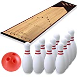 WEMOVE SPORTS Mini Kids Bowling Set – Bowling Pins & Ball Game Set – Full Bowling Alley Games Toys for Kid Age 5+ & Adult – Home Indoor Outdoor Backyard Lawn Yard (10 Pins, 1 Ball, 1 Lane Mat)