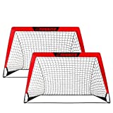 Portable Soccer Goal, Pop Up Soccer Goal Net for Backyard Training Goals for Soccer, Set of 2 with Carry Case, 3.3'/4.5'x 2.5'